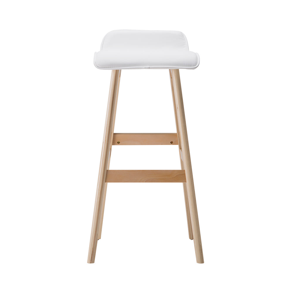 Artiss 2x Bar Stools Wooden Stool White-2