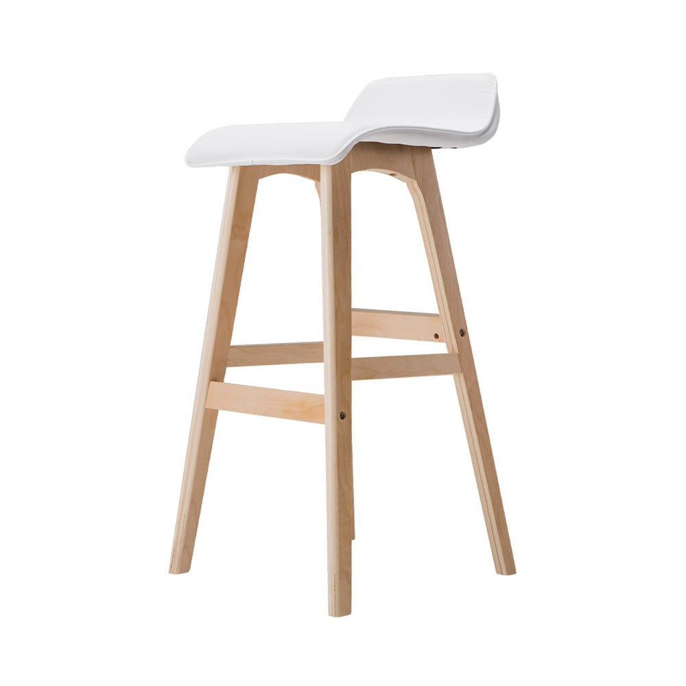 Artiss 2x Bar Stools Wooden Stool White-3