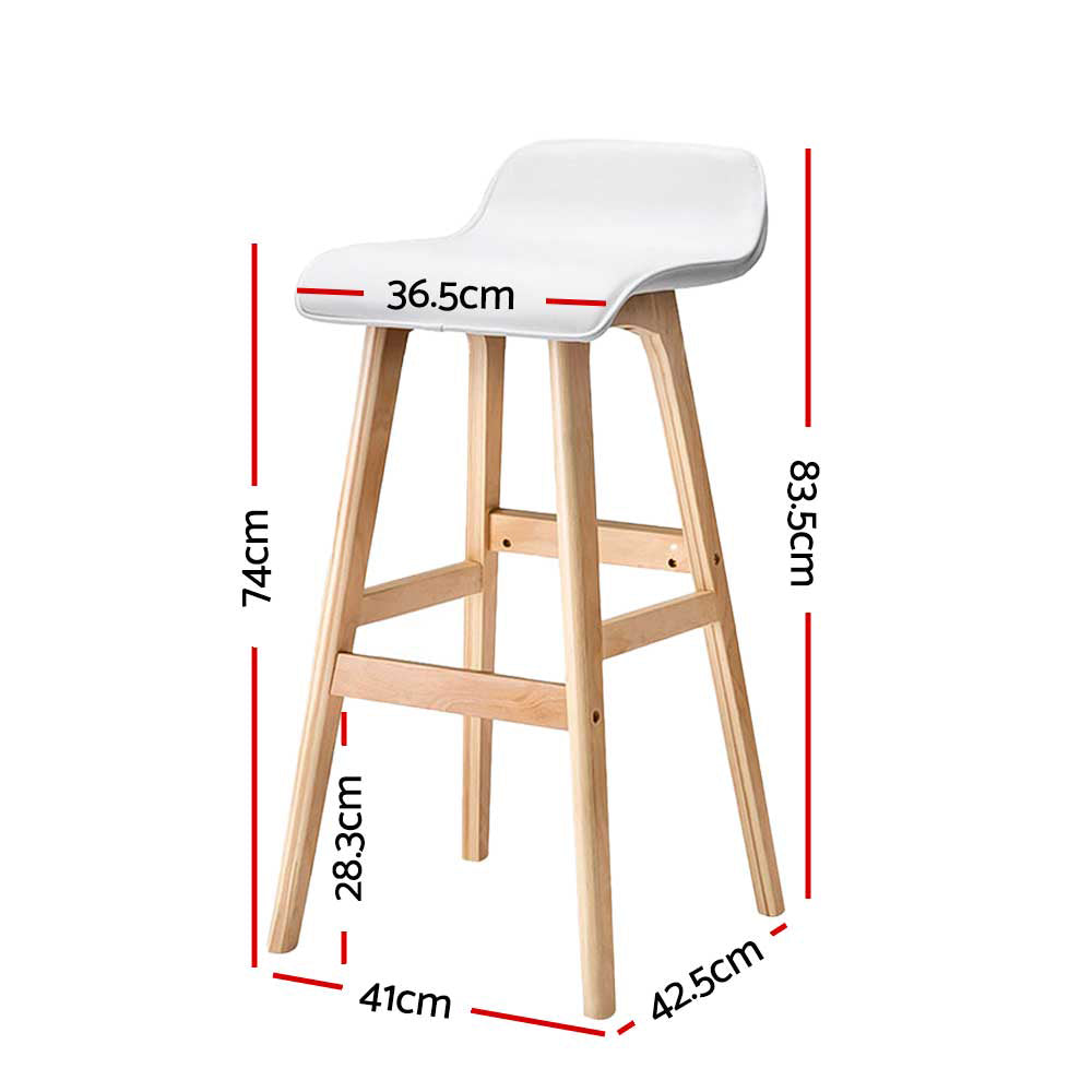 Artiss 2x Bar Stools Wooden Stool White-1