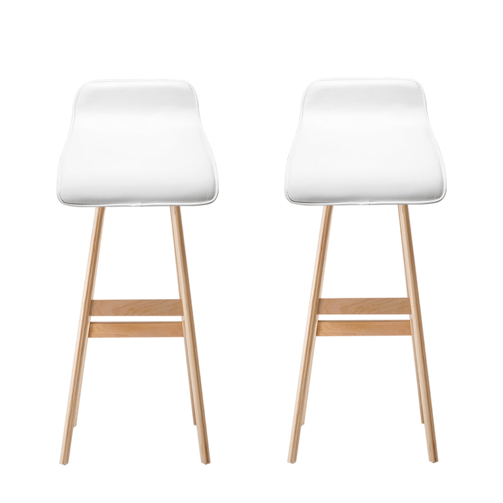 Artiss 2x Bar Stools Wooden Stool White-2