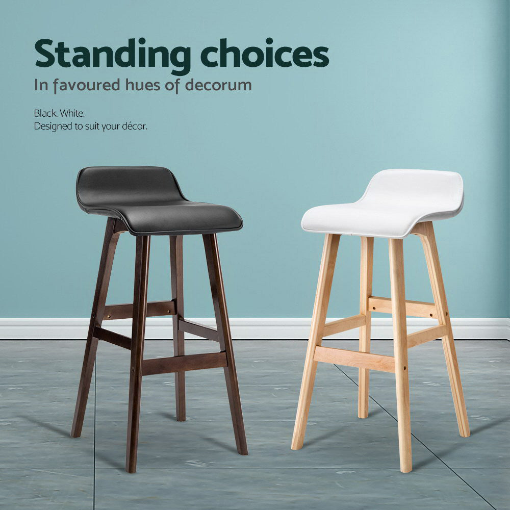 Artiss 2x Bar Stools Wooden Stool White-5