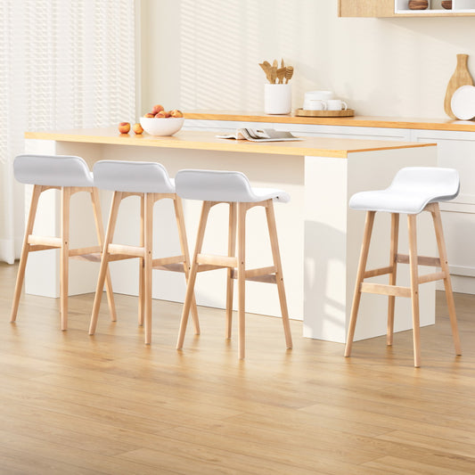 Artiss 4x Bar Stools Wooden Stool White-0