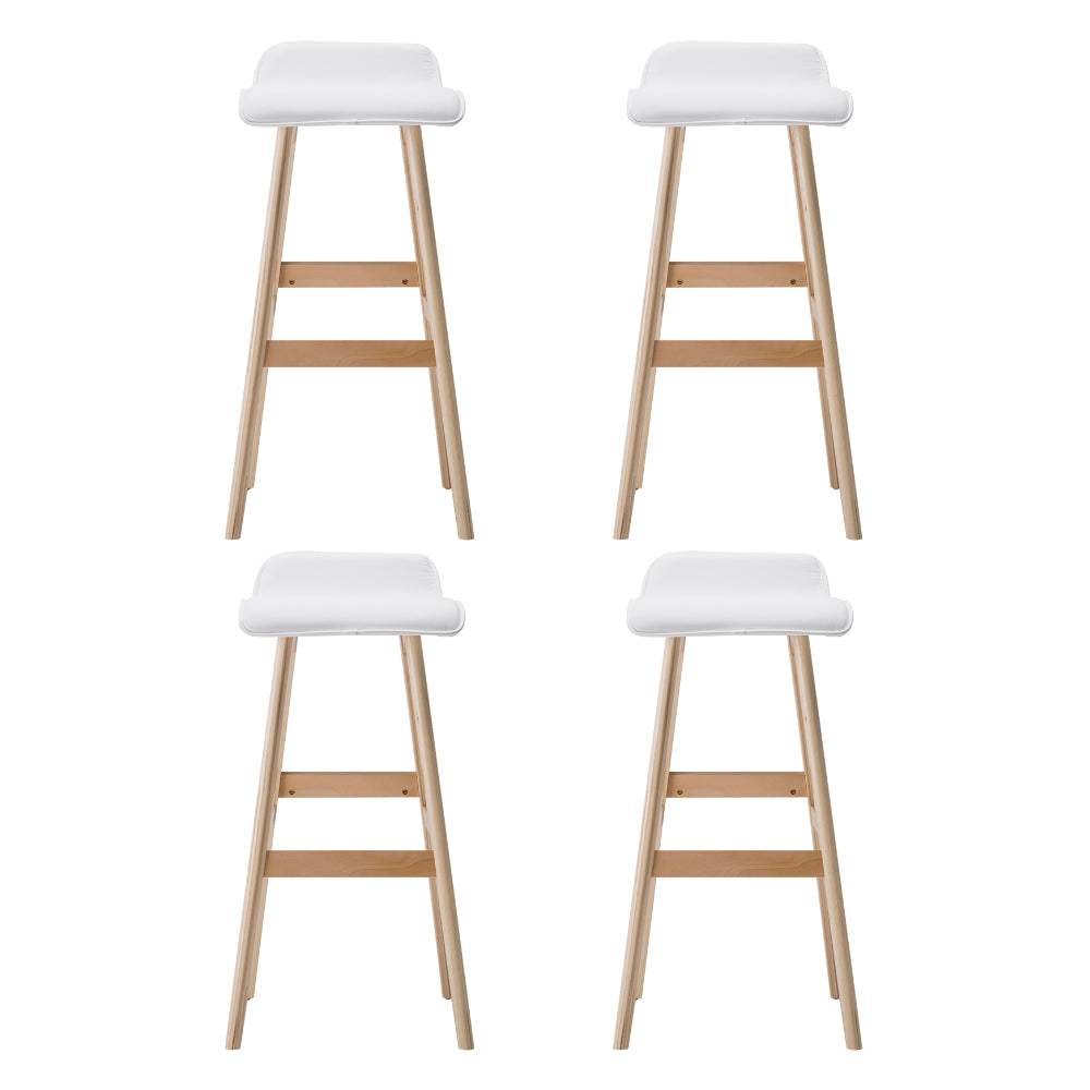 Artiss 4x Bar Stools Wooden Stool White-2