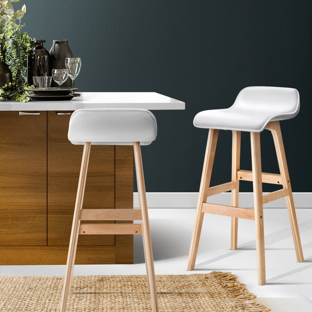 Artiss 4x Bar Stools Wooden Stool White-6