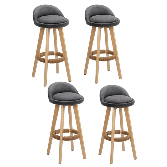 Artiss 4x Bar Stools Padded Linen Wooden Grey-0