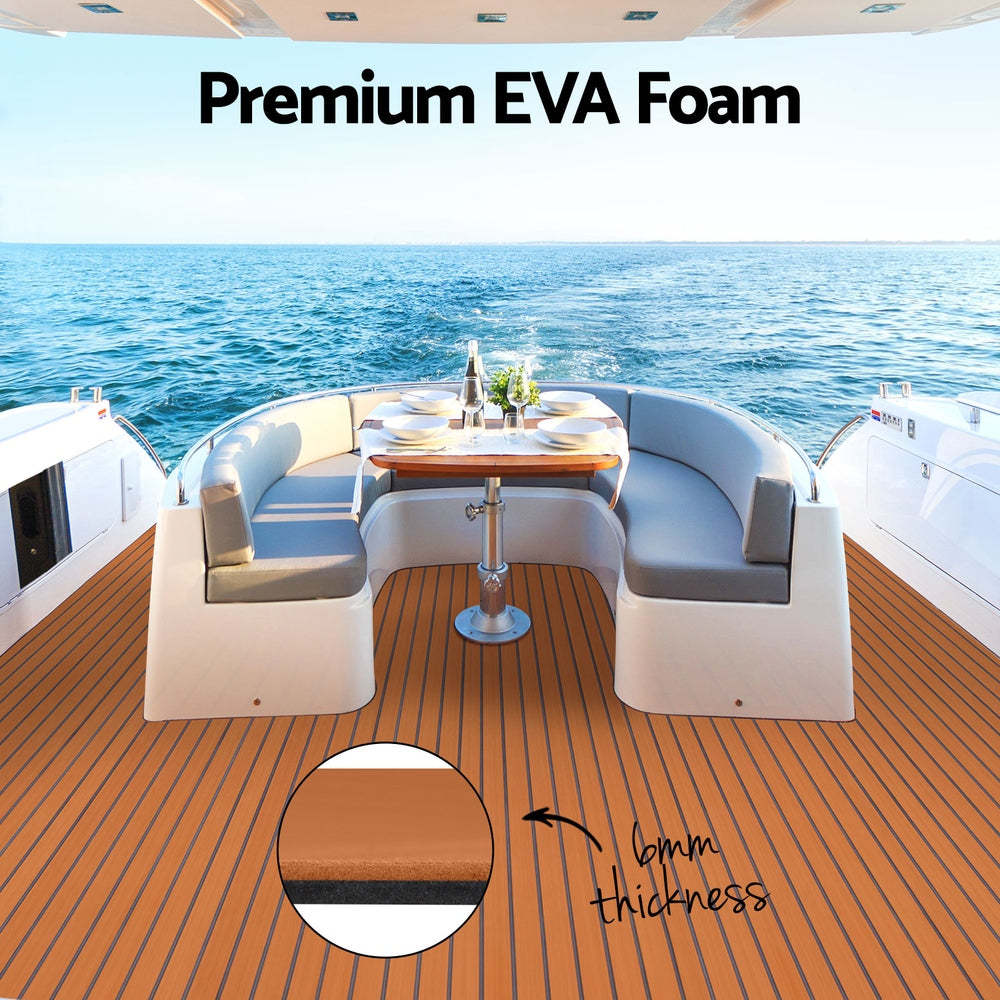 Seamanship EVA Foam Boat Flooring Mat Decking Sheet 240x90x0.6cm Dark Brown-3