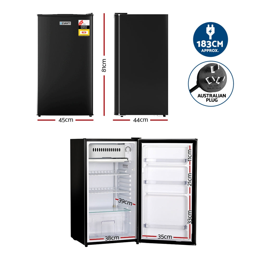 Devanti 95L Bar Fridge Black-1