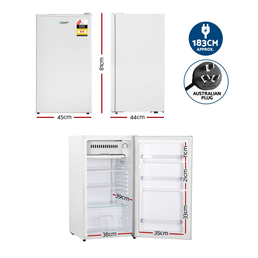 Devanti 95L Bar Fridge White-1