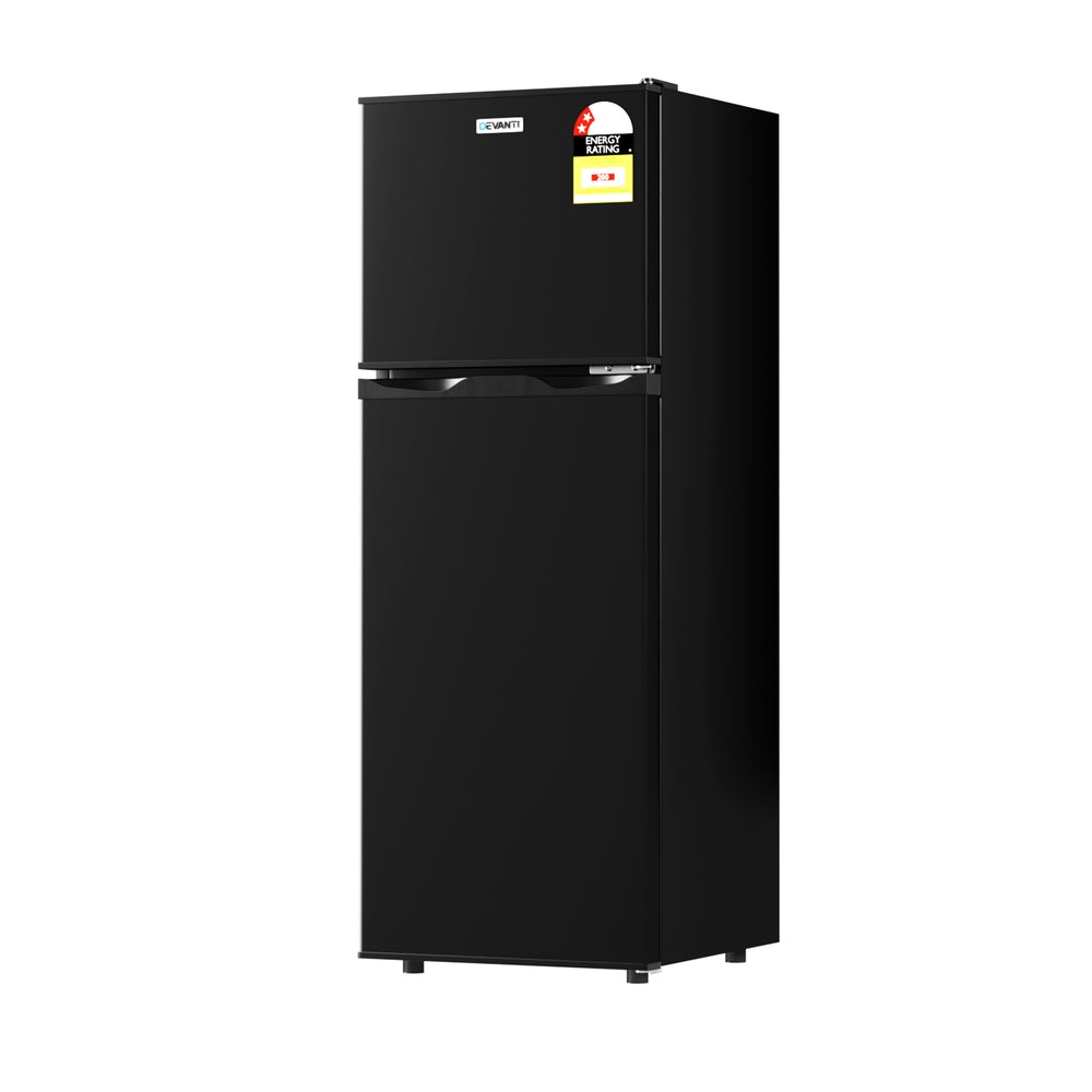 Devanti 122L Two Door Bar Fridge Mini Fridge with Freezer Black-0