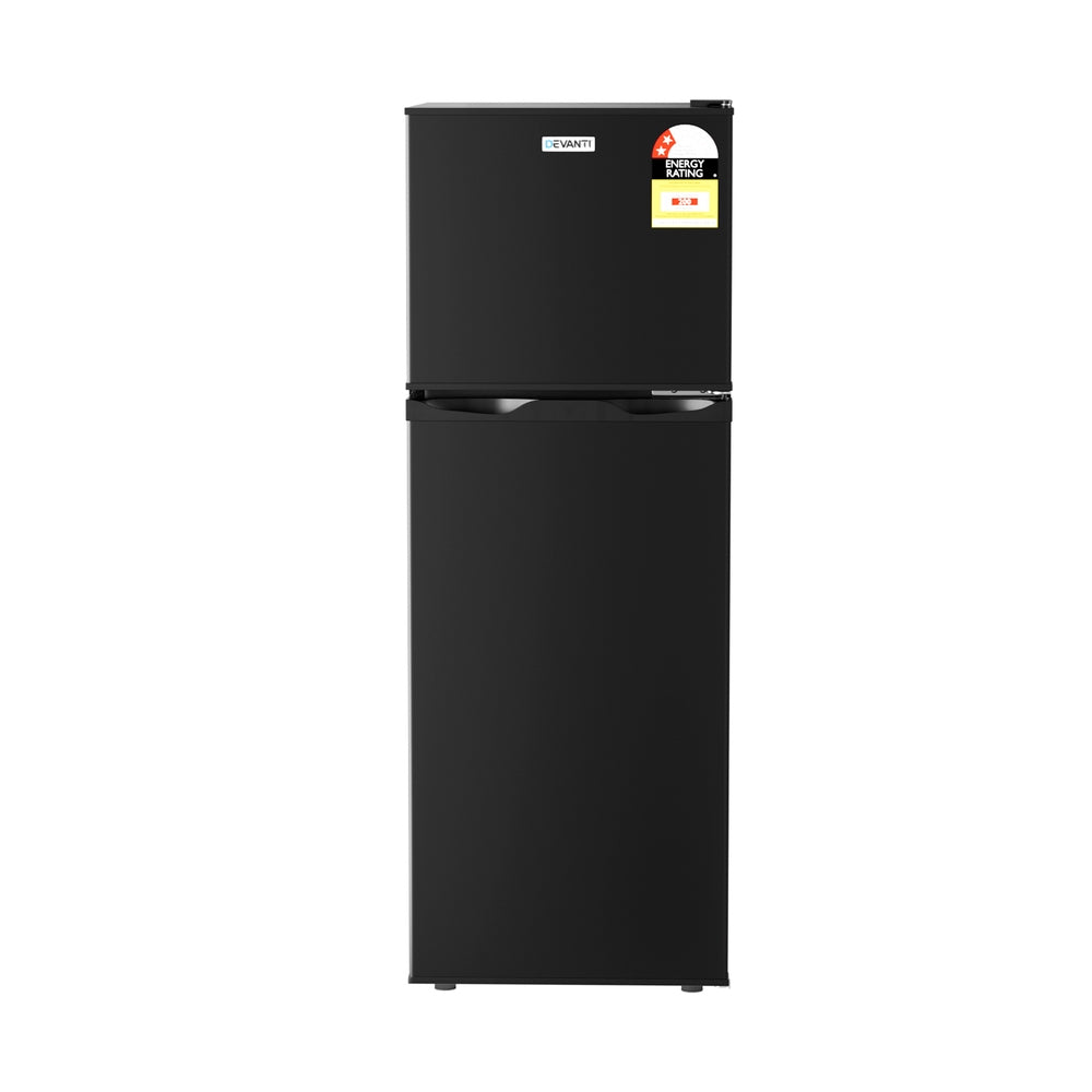 Devanti 122L Two Door Bar Fridge Mini Fridge with Freezer Black-2