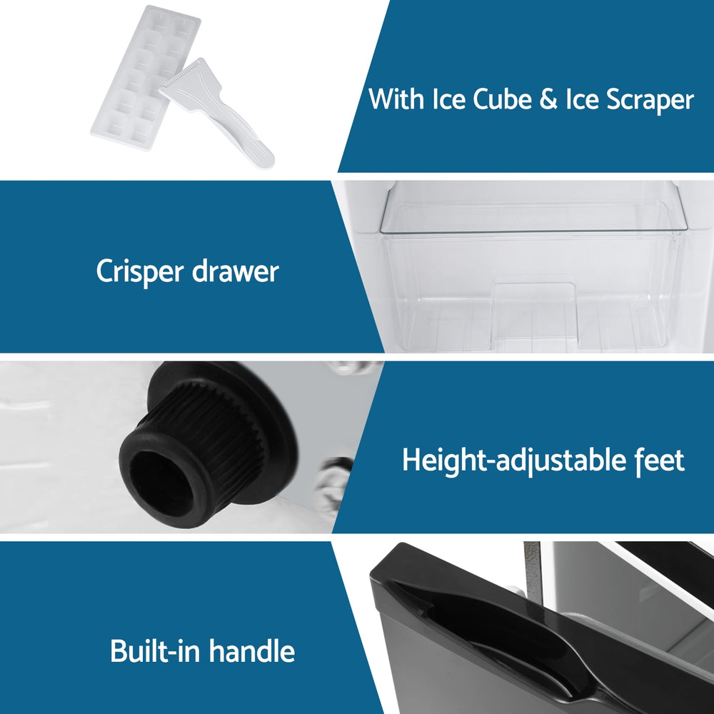 Devanti 122L Two Door Bar Fridge Mini Fridge with Freezer Black-5