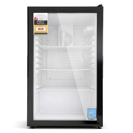 Devanti 105L Bar Fridge Glass Door Mini Fridge Countertop Cooler Black-0