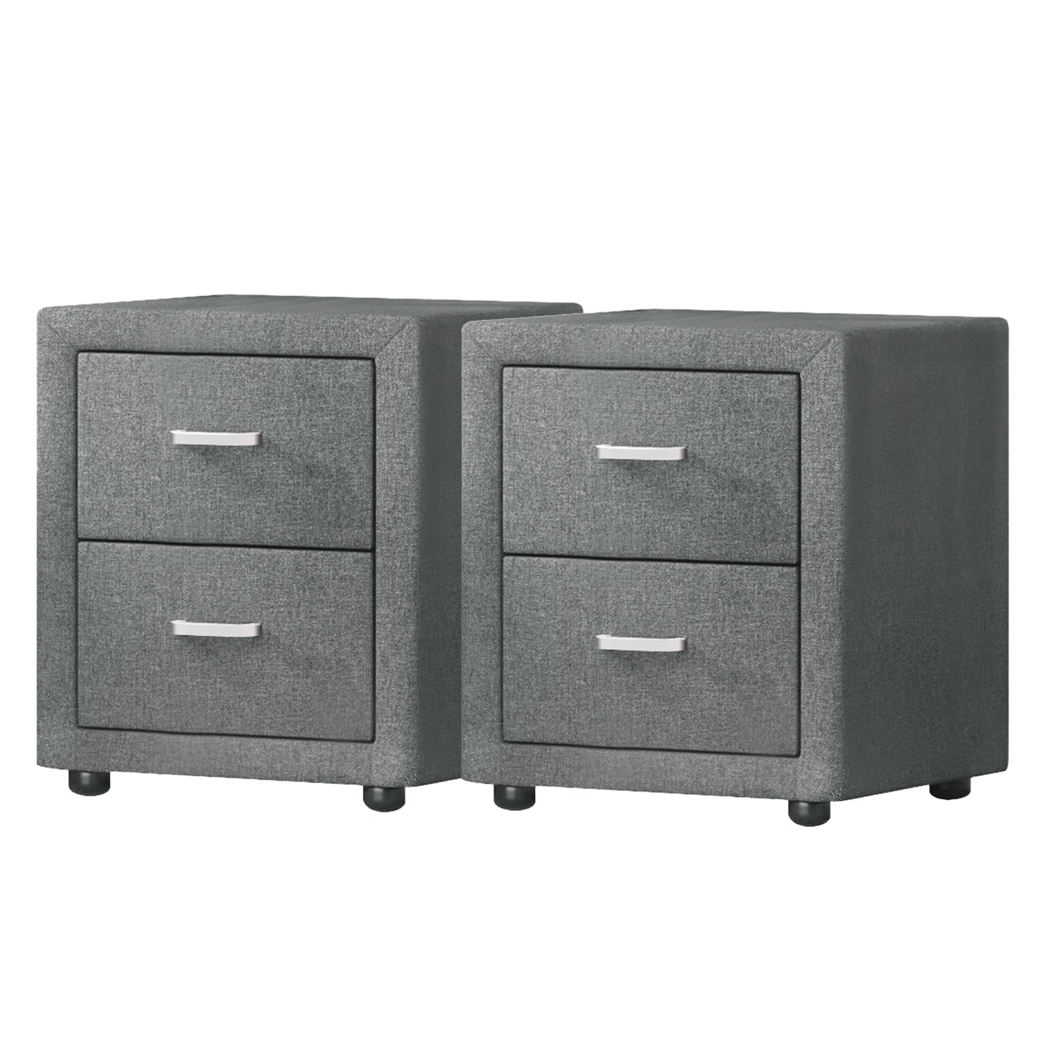 Artiss 2X Bedside Table 2 Drawers Side Table Fabric - CADEN Grey-6
