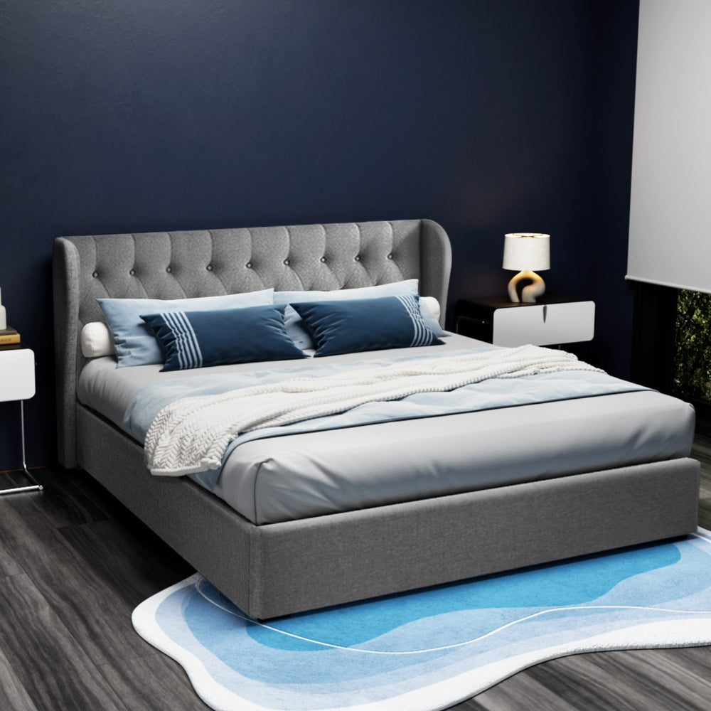 Artiss Bed Frame King Size Gas Lift Grey ISSA-1