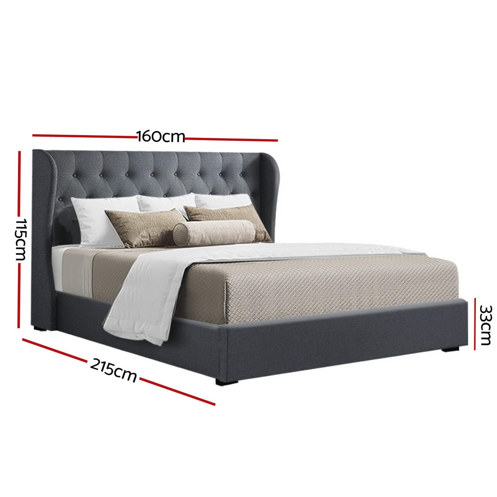 Artiss Bed Frame Queen Size Gas Lift Charcoal ISSA-2