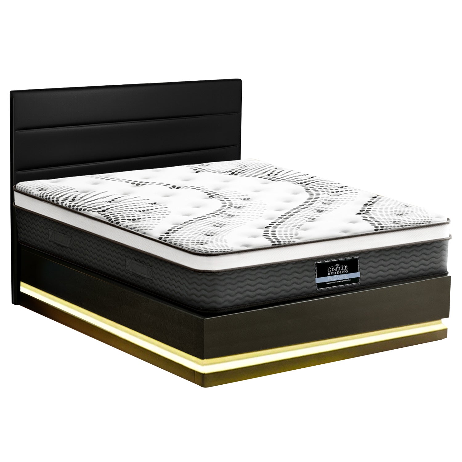 Artiss RGB LED Queen Bed Frame with 32cm Giselle Mattress Set-6