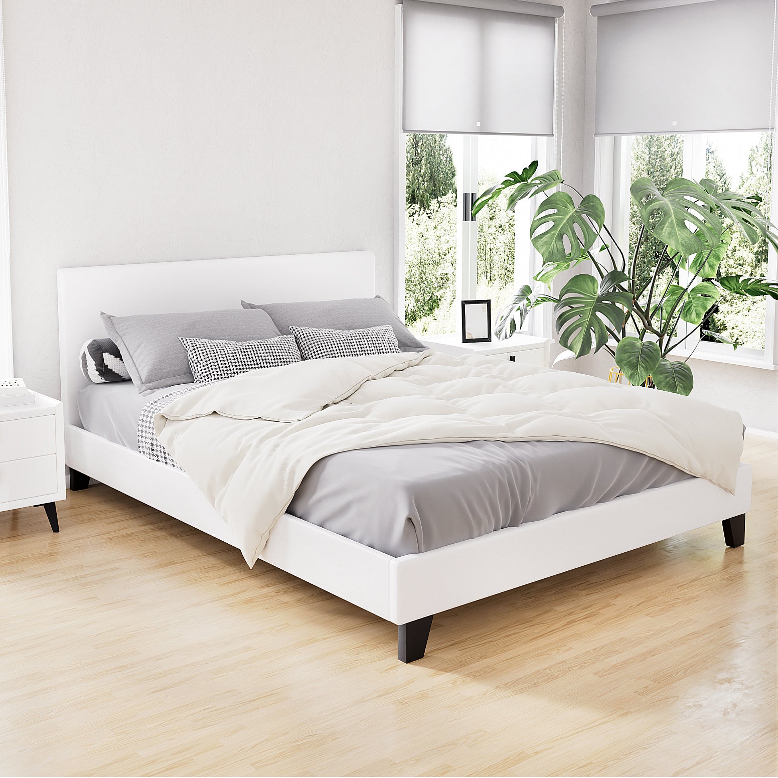 Artiss Bed Frame Double Size White NEO-7