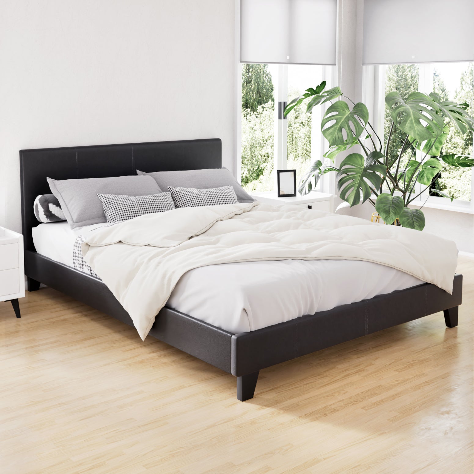 Artiss Bed Frame Double Size Black NEO-7