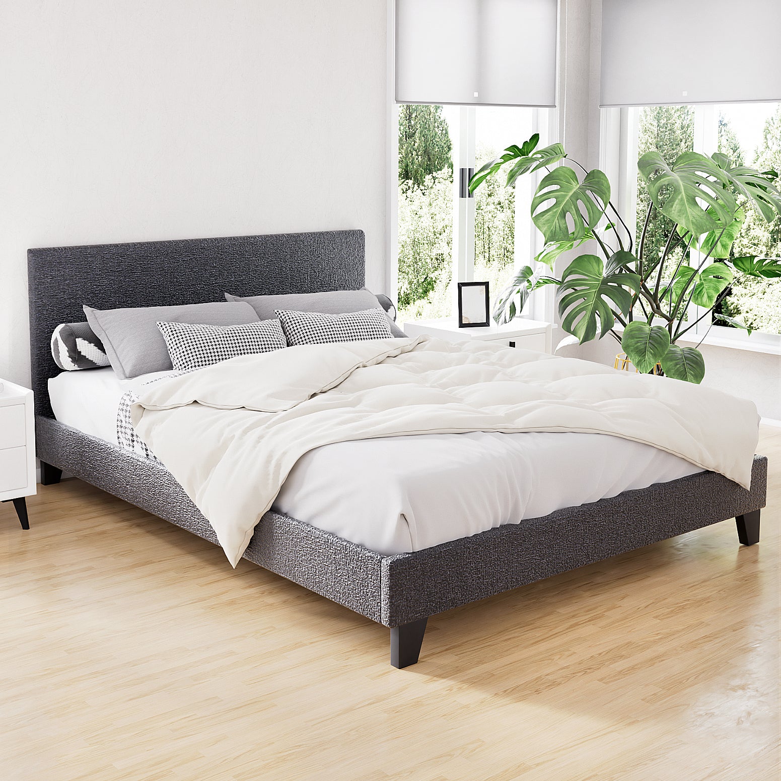 Artiss Bed Frame Queen Size Charcoal NEO-7