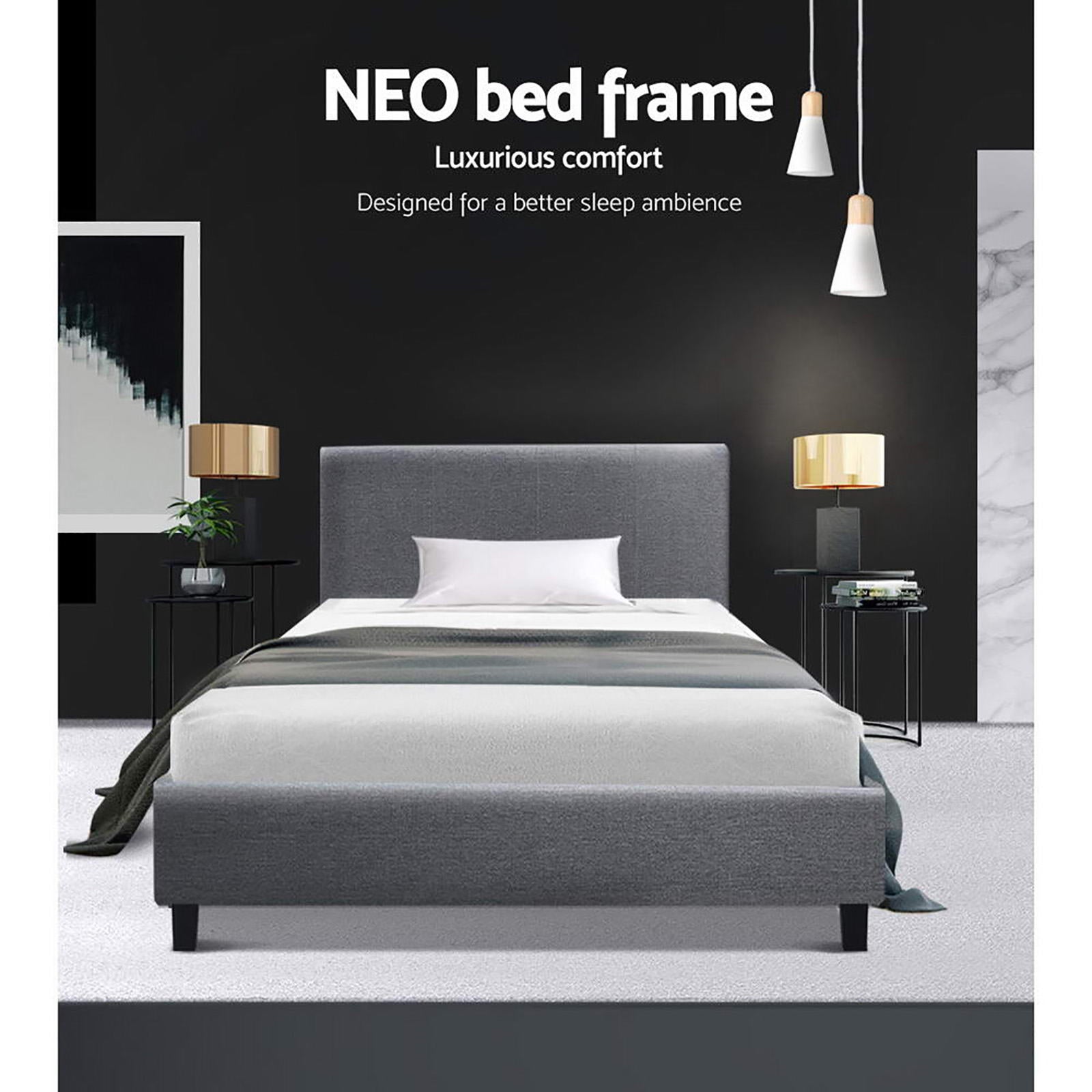 Artiss Bed Frame Single Size Grey NEO-2