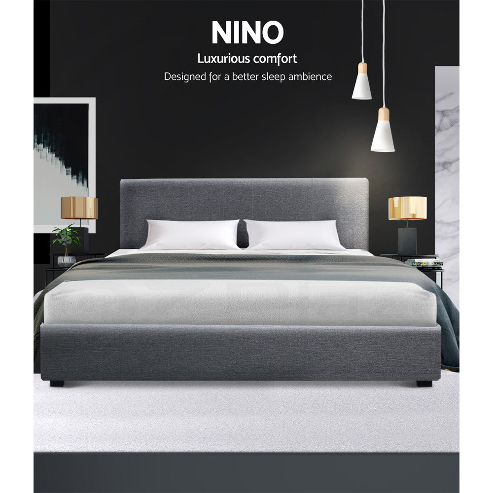 Artiss Bed Frame Double Size Gas Lift Grey NINO-2