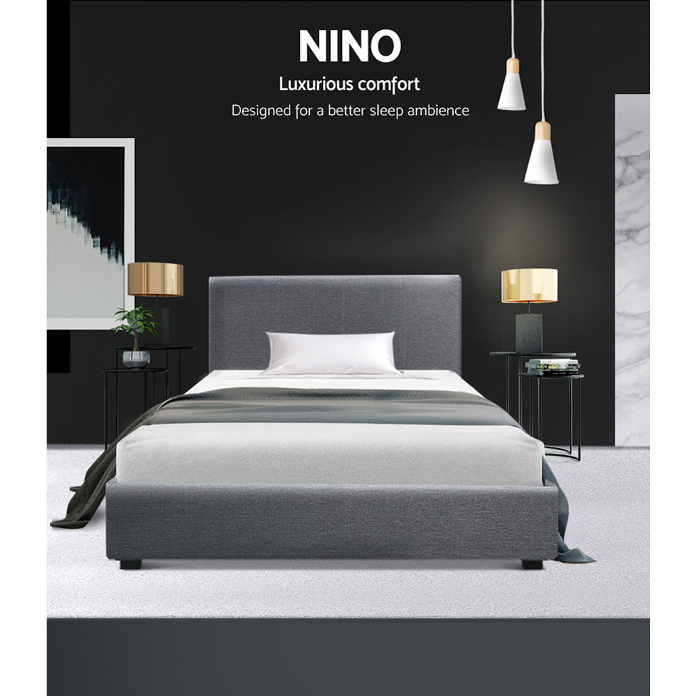 Artiss Bed Frame King Single Size Gas Lift Grey NINO-2