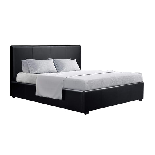 Artiss Bed Frame Queen Size Gas Lift Black NINO-0