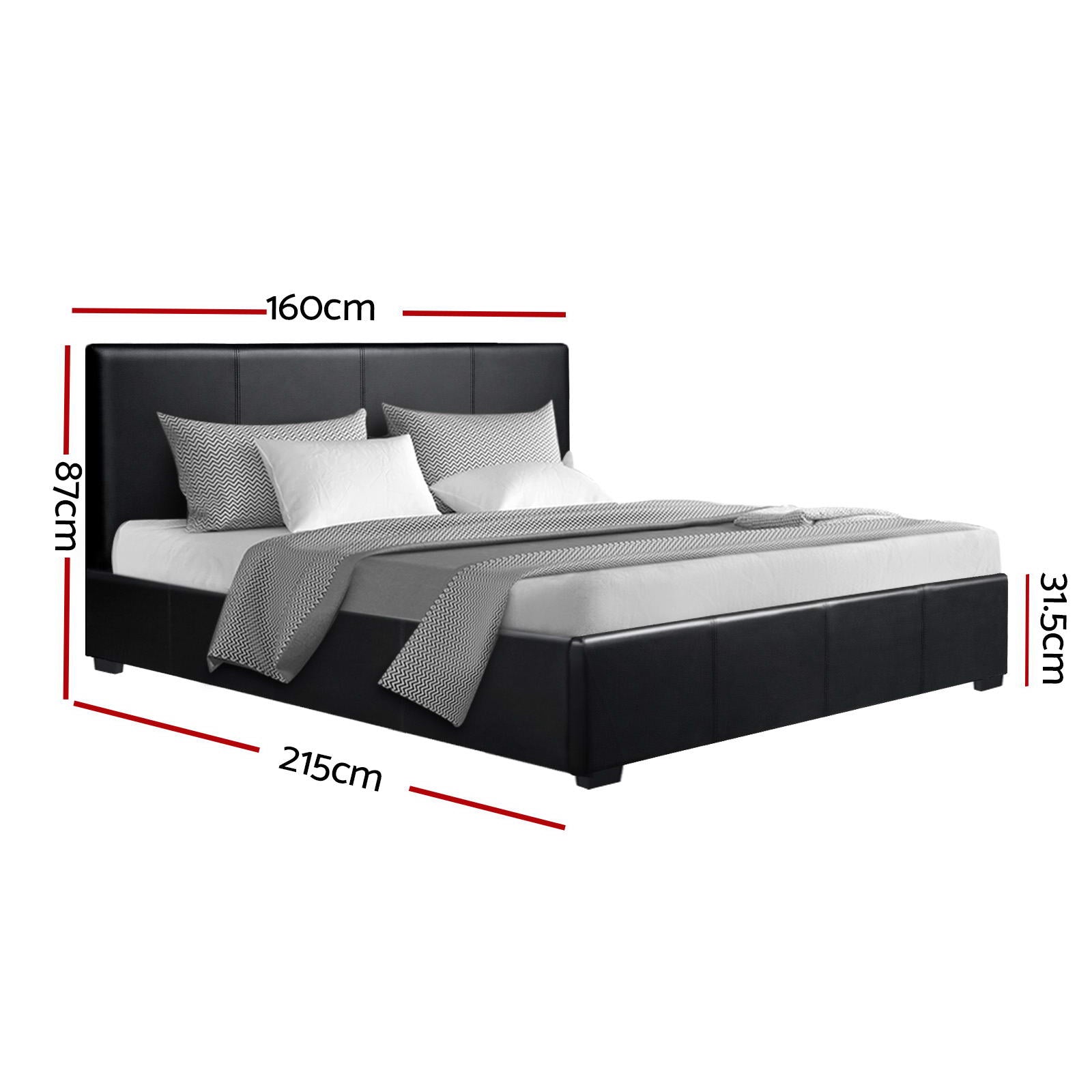 Artiss Bed Frame Queen Size Gas Lift Black NINO-2