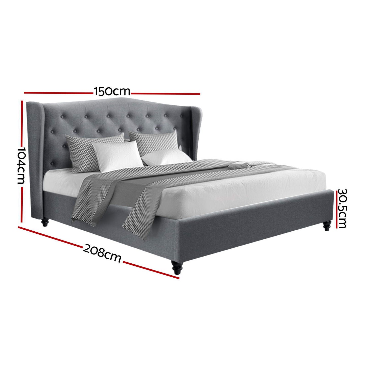 Artiss Bed Frame Double Size Grey PIER-2