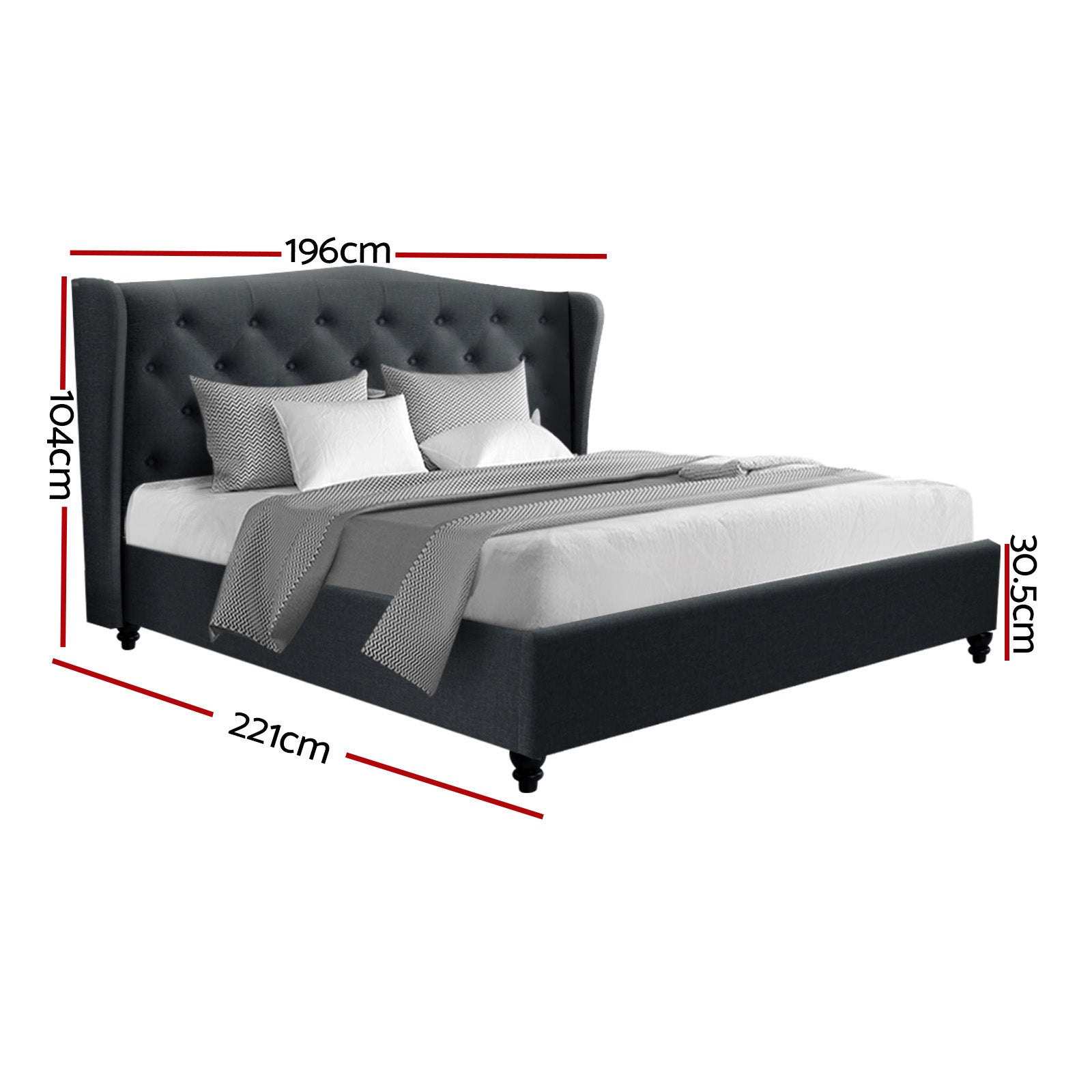 Artiss Bed Frame King Size Charcoal PIER-2