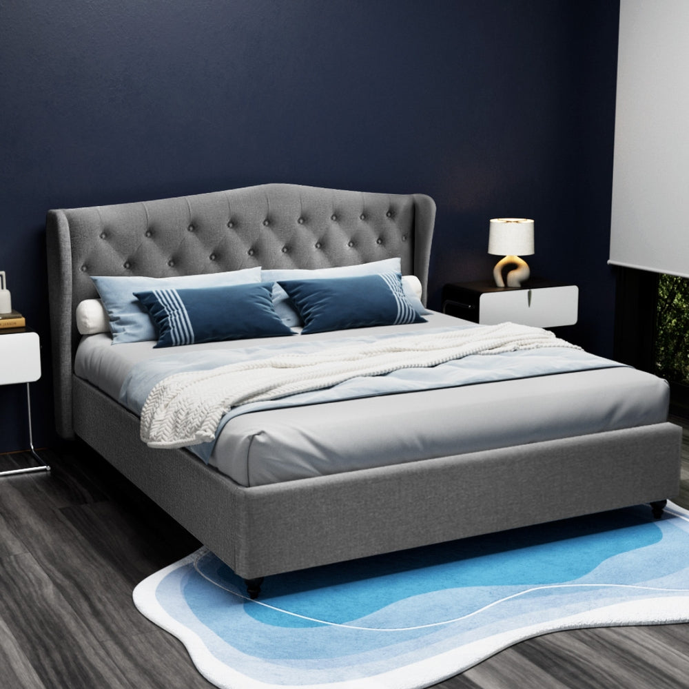 Artiss Bed Frame King Size Grey PIER-1