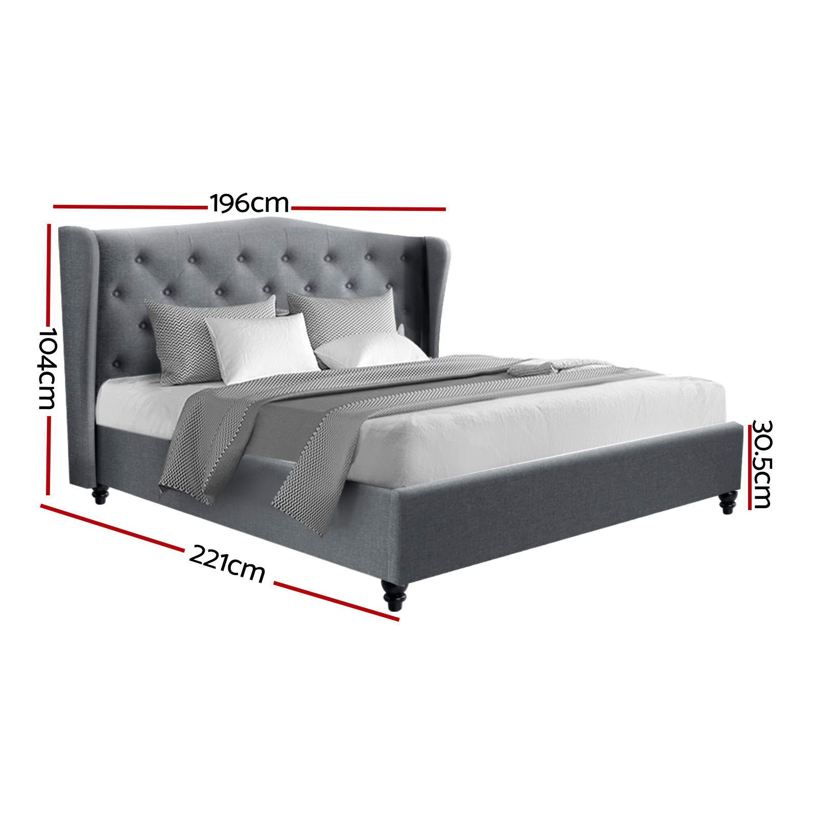 Artiss Bed Frame King Size Grey PIER-2