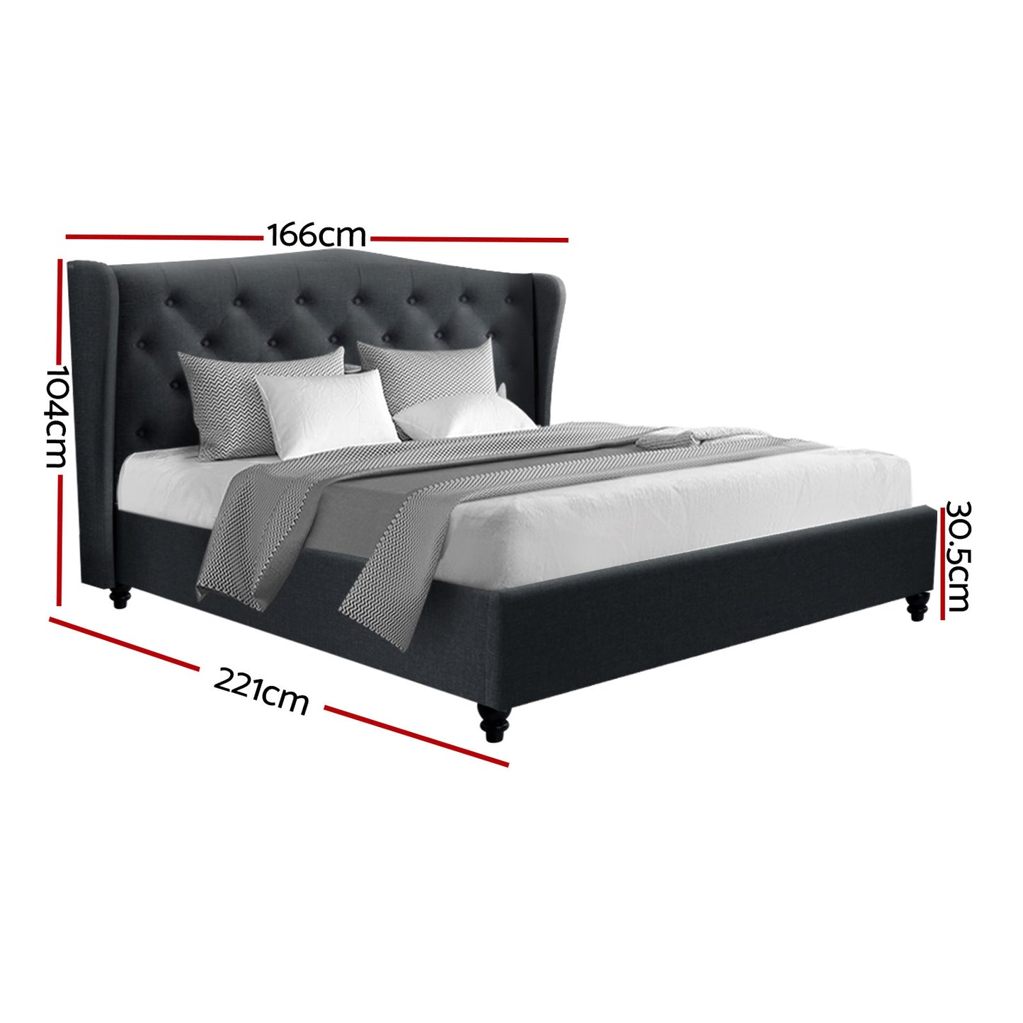 Artiss Bed Frame Queen Size Charcoal PIER-2