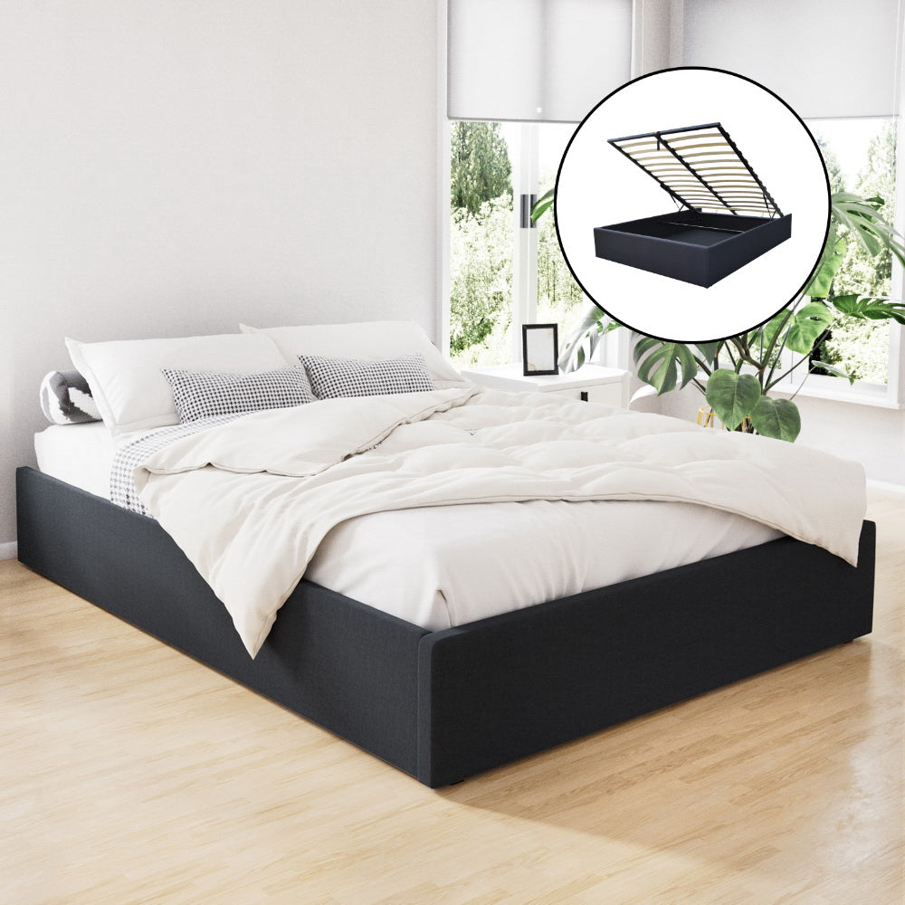 Artiss Bed Frame Double Size Gas Lift Base Charcoal TOKI-7