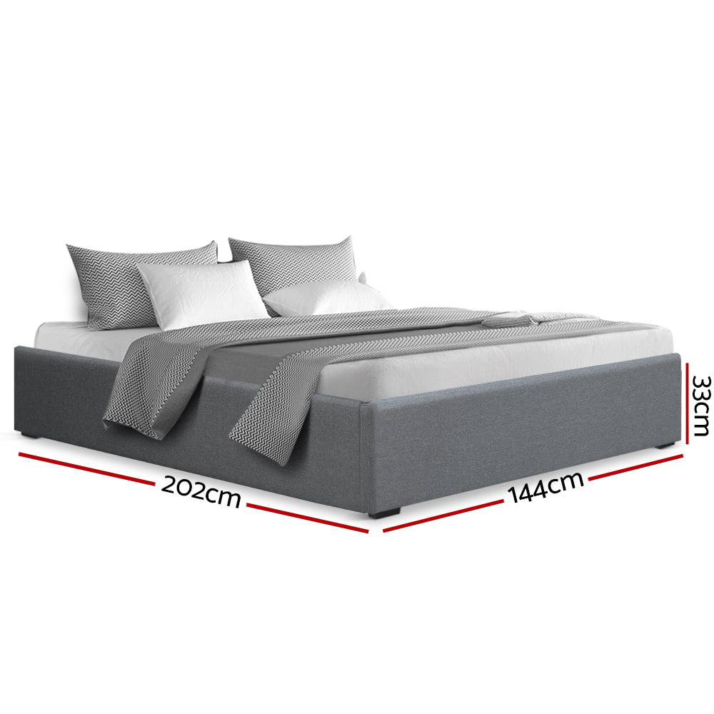 Artiss Bed Frame Double Size Gas Lift Base Grey TOKI-1