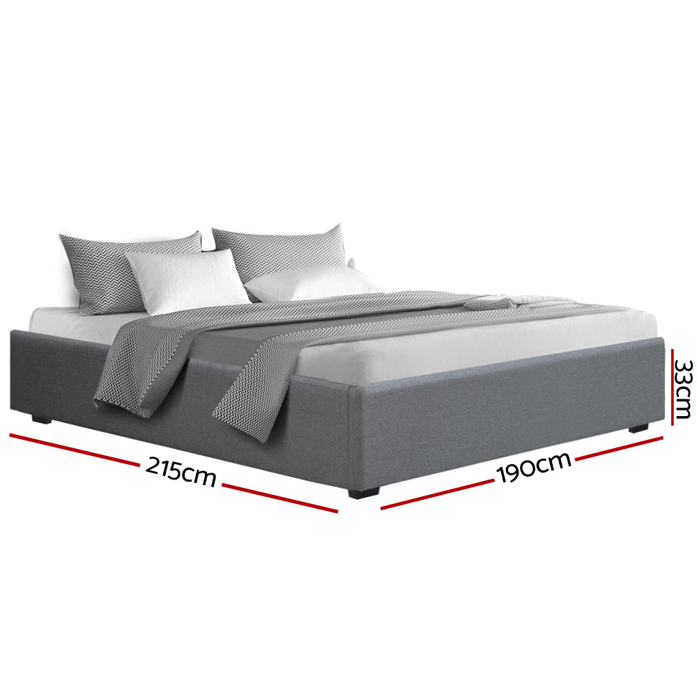 Artiss Bed Frame King Size Gas Lift Base Grey TOKI-1