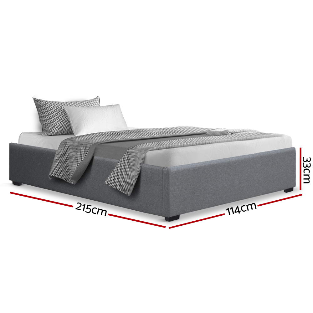 Artiss Bed Frame King Single Size Gas Lift Base Grey TOKI-1