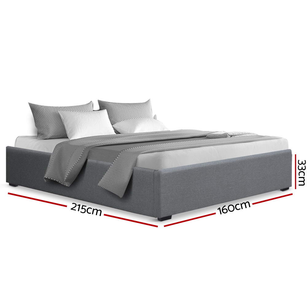 Artiss Bed Frame Queen Size Gas Lift Base Grey TOKI-1