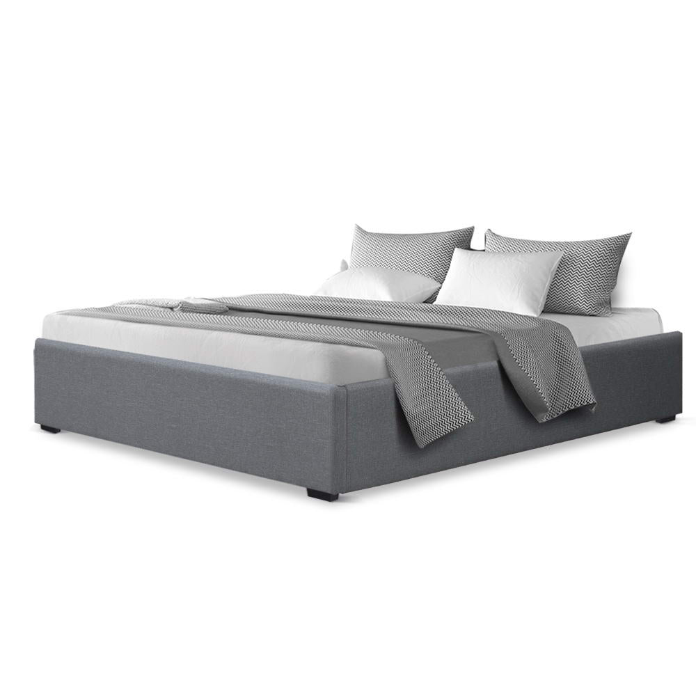 Artiss Bed Frame Queen Size Gas Lift Base Grey TOKI-2