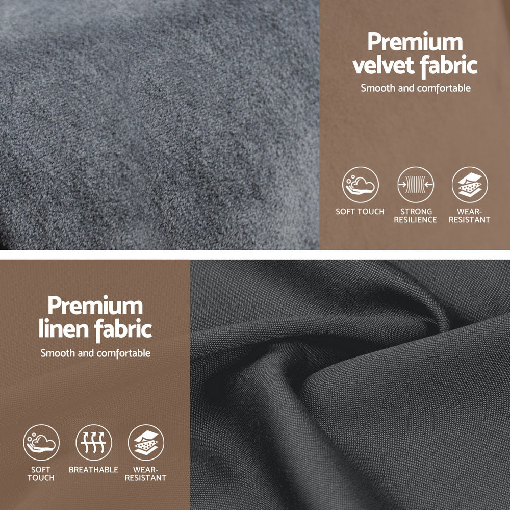 Artiss Double Bed Frame with Storage Grey Velvet Headboard Gas Lift Platform Base-5