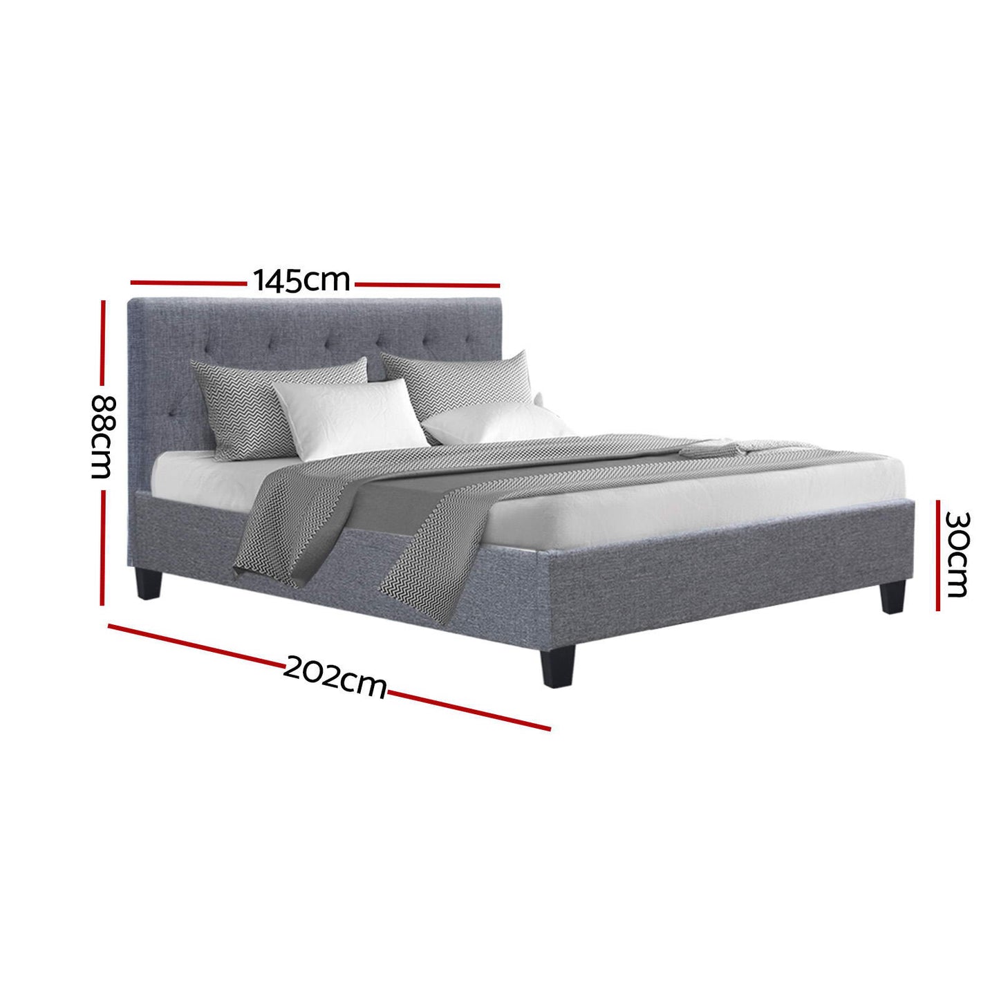 Artiss Bed Frame Double Size Grey VANKE-2