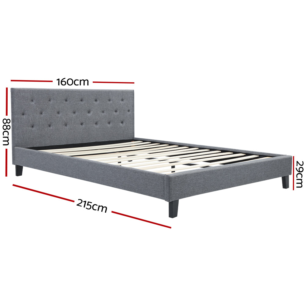 Artiss Bed Frame Queen Size Grey VANKE-1