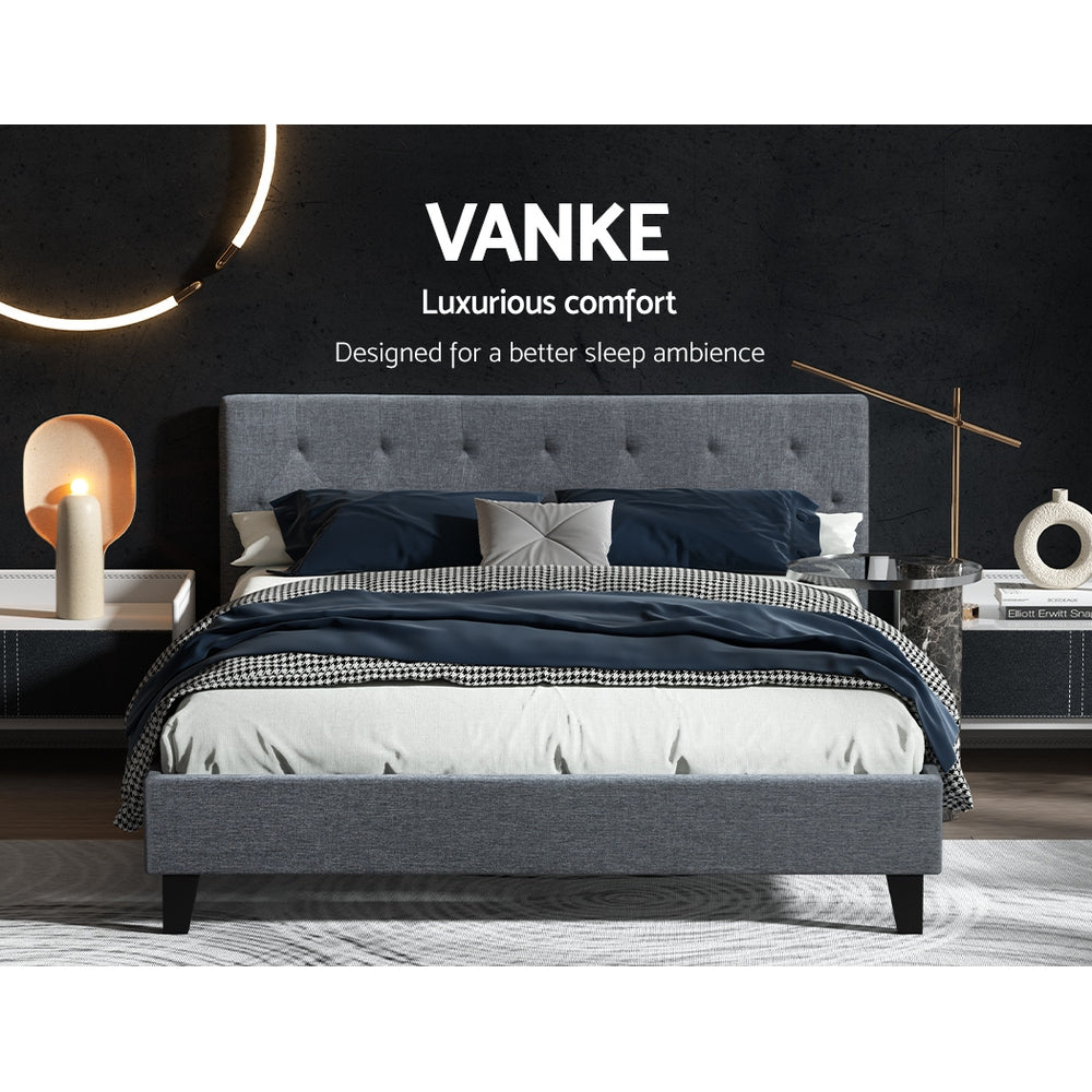 Artiss Bed Frame Queen Size Grey VANKE-3