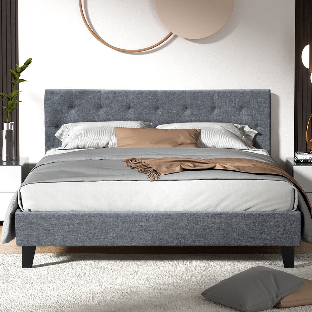 Artiss Bed Frame Queen Size Grey VANKE-7