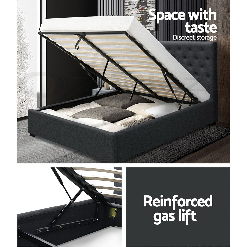 Artiss Bed Frame Double Size Gas Lift Charcoal VILA-4