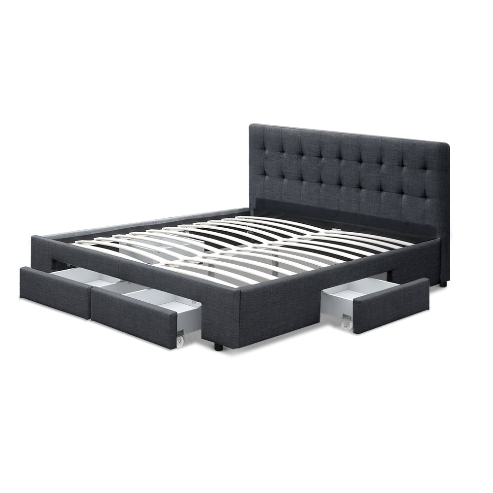 Artiss Bed Frame Double Size with 4 Drawers Grey AVIO-2