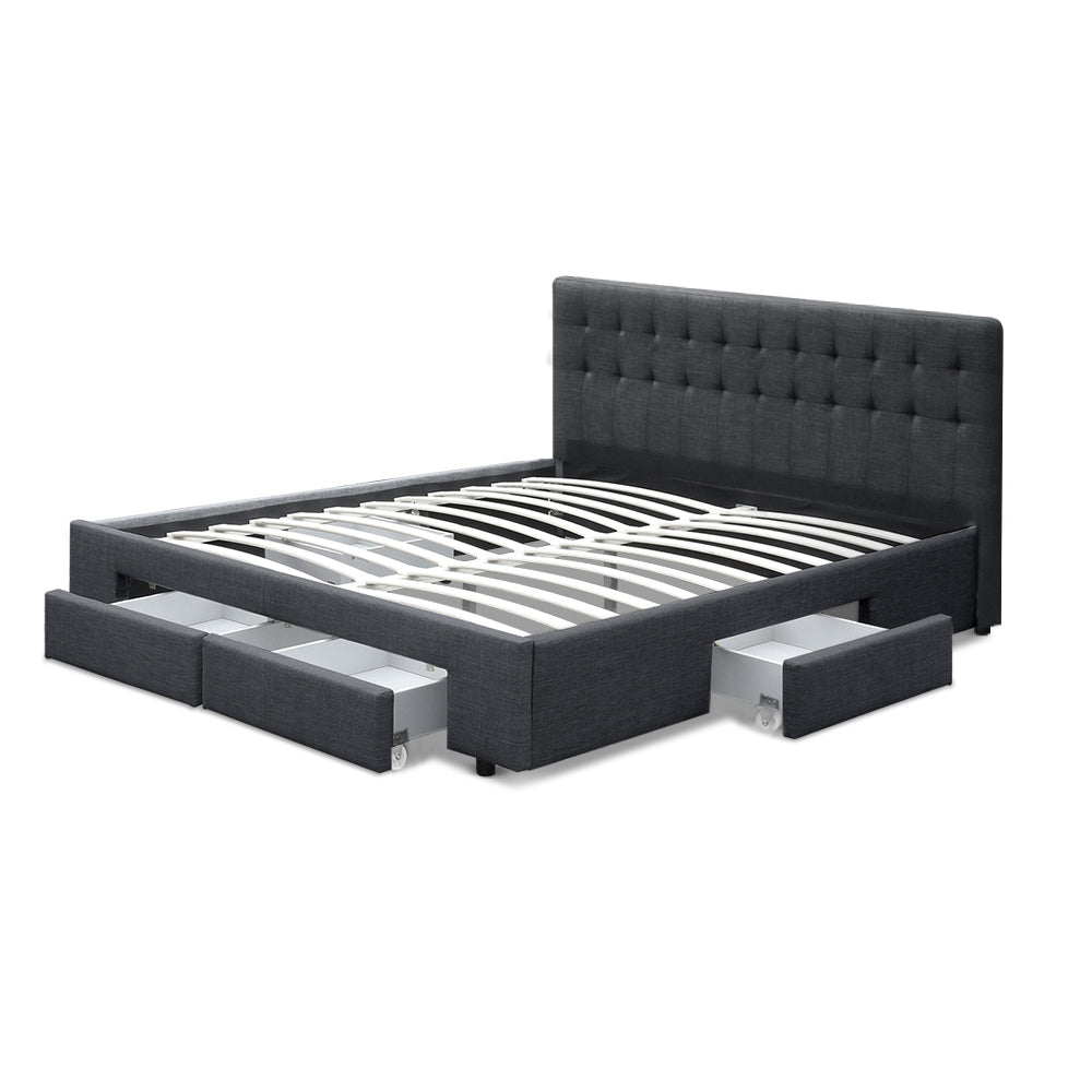 Artiss Bed Frame King Size with 4 Drawers Charcoal AVIO-2