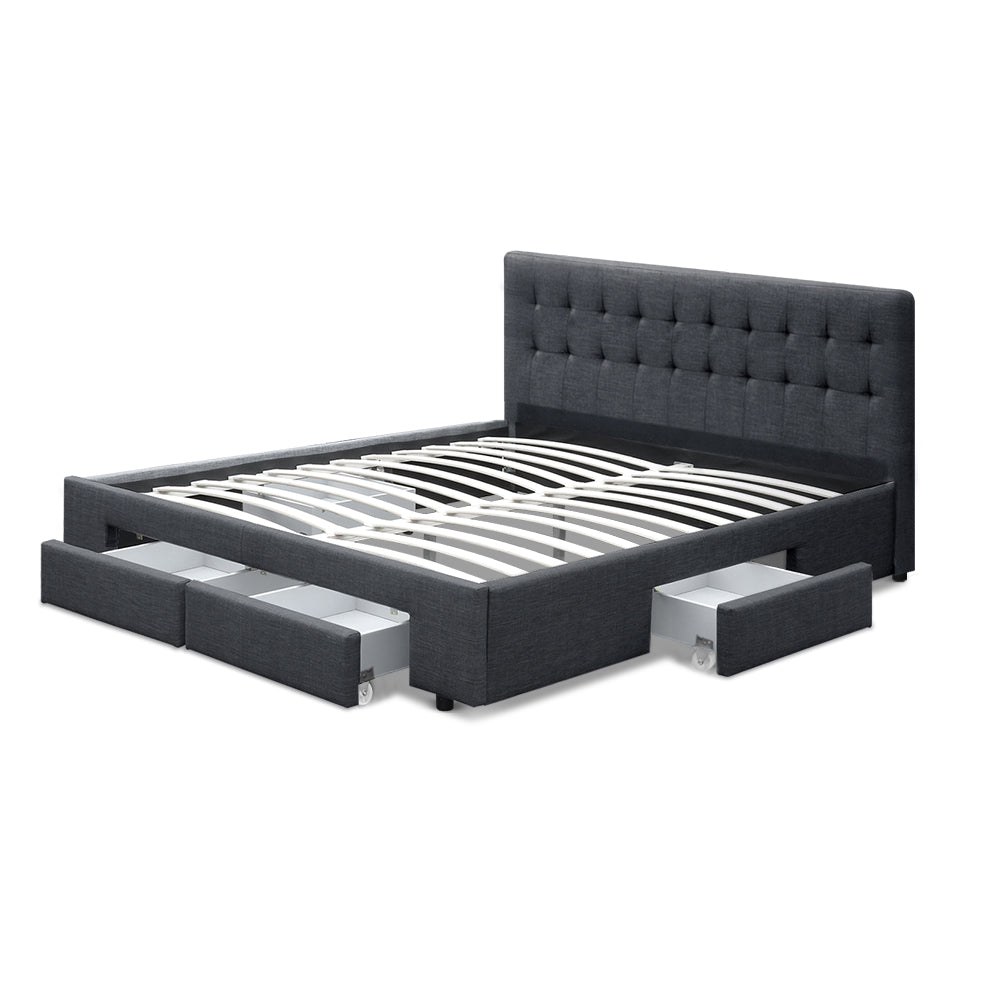 Artiss Bed Frame Queen Size with 4 Drawers Charcoal AVIO-2