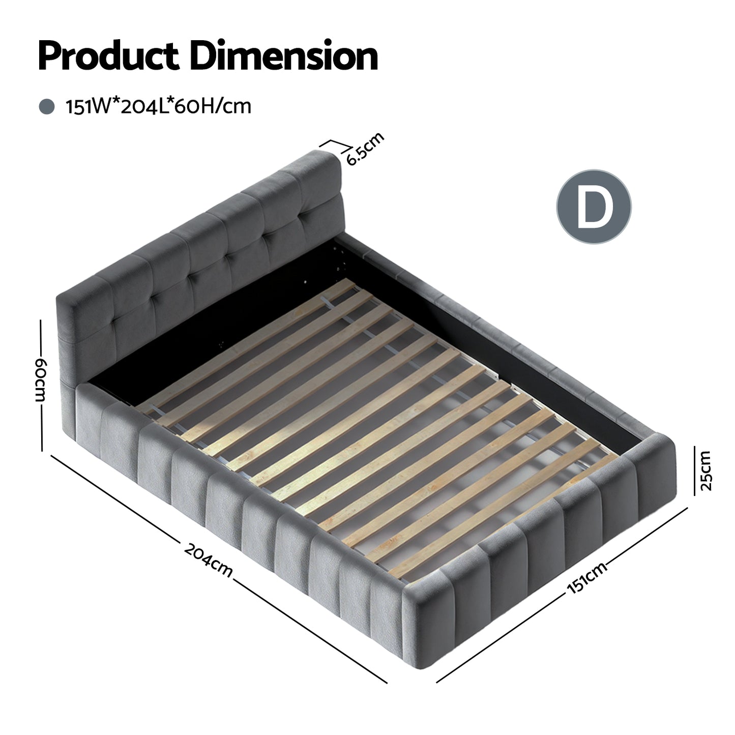 Artiss Double Size Bed Frame Plush Soft Headboard Velvet Platform Base for Modern Bedrooms Grey-1