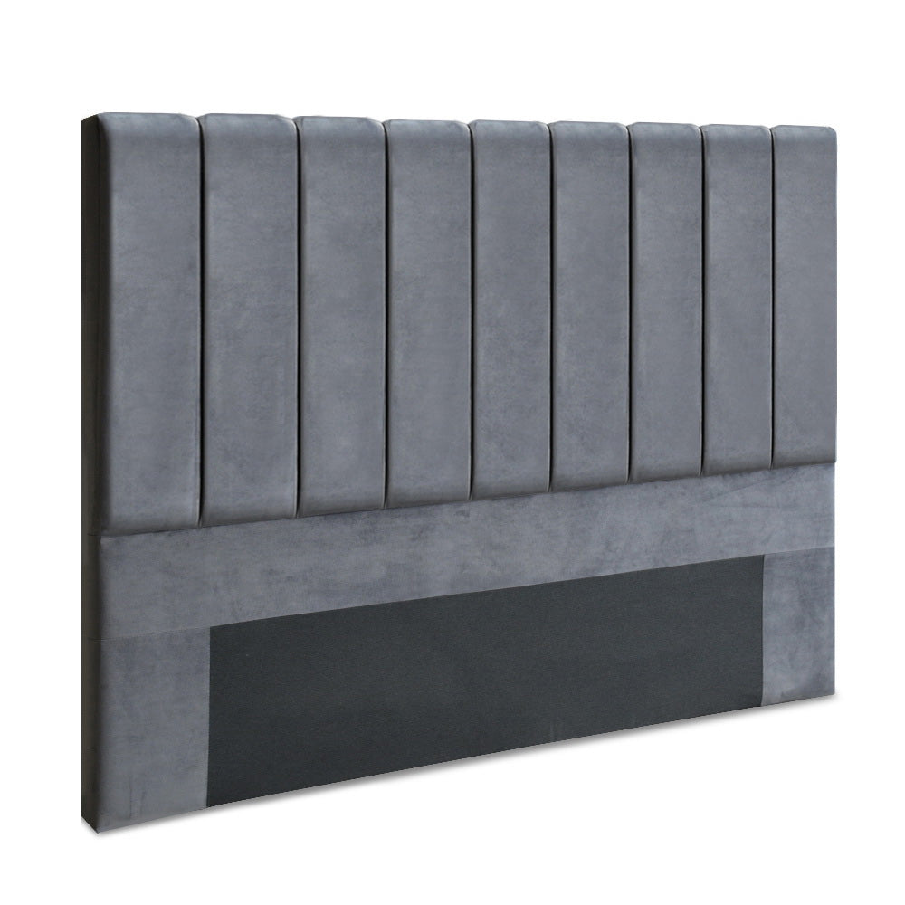 Artiss Bed Head Headboard King Velvet - VELA Grey-0